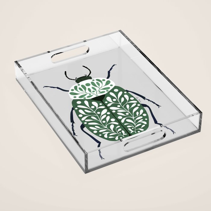 Beetle and leaves Acrylic Tray Gallery Image 1