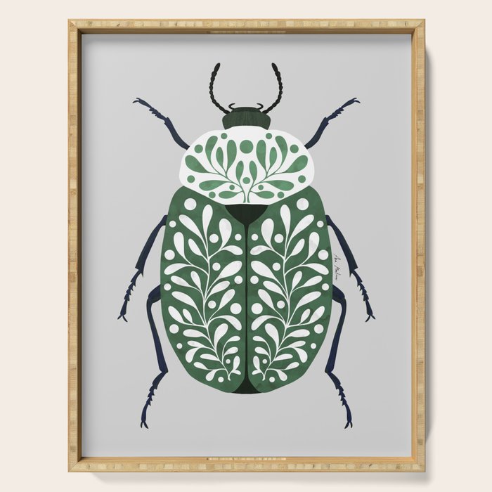 Beetle and leaves Serving Tray Gallery Image 1