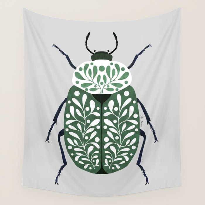 Beetle and leaves Wall Tapestry Gallery Image 1
