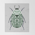 Beetle and leaves Throw Blanket Gallery Image 2