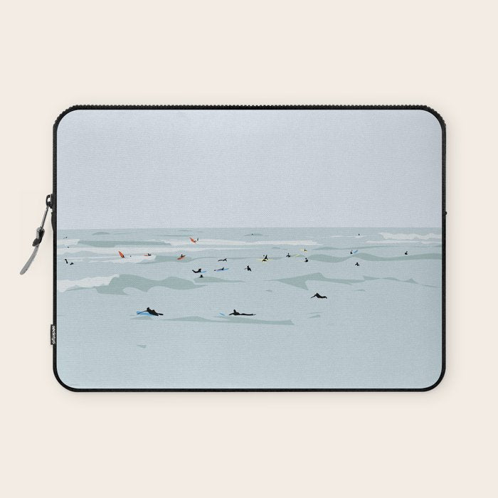 Tiny Surfers in Lima Laptop Sleeve Gallery Image 1