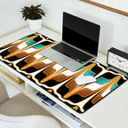 Mid Century Modern Liquid Watercolor Abstract / Faux Gold, Ocean Blue Teal, Brown, Black, White/ V1 Desk Mat Gallery Image 2