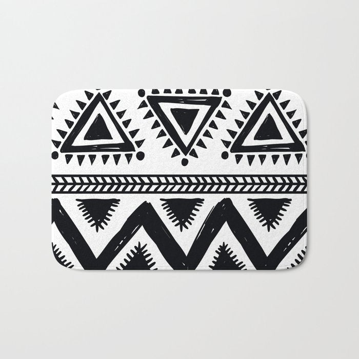 Tribal black and white Bath Mat Gallery Image 1