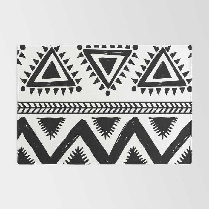 Tribal black and white Rug Gallery Image 2
