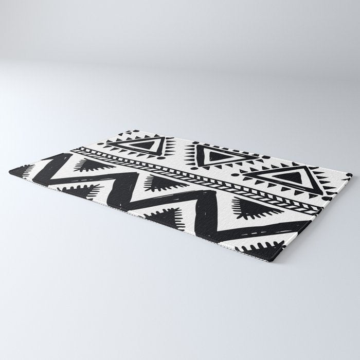 Tribal black and white Rug Gallery Image 3