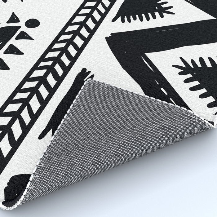 Tribal black and white Rug Gallery Image 4