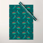 Cute Christmas Dinosaurs Dinos Dinosaur Wrapping Paper Gallery Image 1