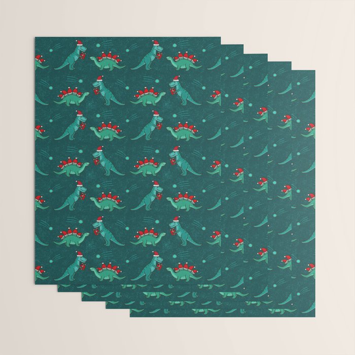 Cute Christmas Dinosaurs Dinos Dinosaur Wrapping Paper Gallery Image 3