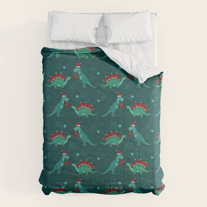 Cute Christmas Dinosaurs Dinos Dinosaur Comforter Gallery Image 1