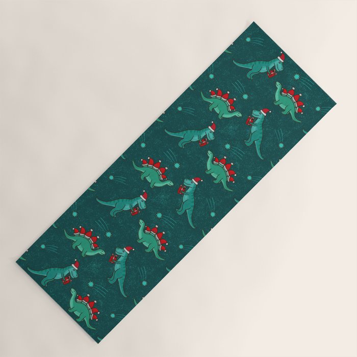 Cute Christmas Dinosaurs Dinos Dinosaur Yoga Mat Gallery Image 1