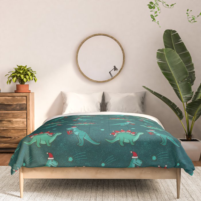 Cute Christmas Dinosaurs Dinos Dinosaur Comforter Gallery Image 3