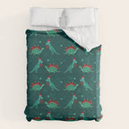 Cute Christmas Dinosaurs Dinos Dinosaur Duvet Cover Gallery Image 6