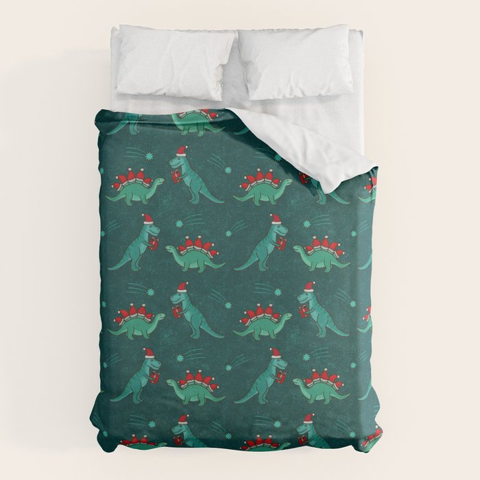 Cute Christmas Dinosaurs Dinos Dinosaur Duvet Cover Gallery Image 6