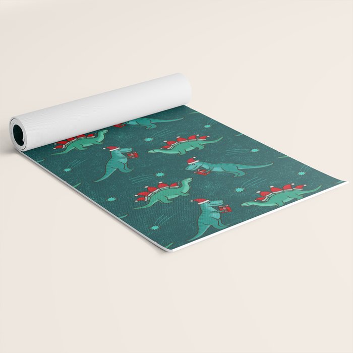 Cute Christmas Dinosaurs Dinos Dinosaur Yoga Mat Gallery Image 2