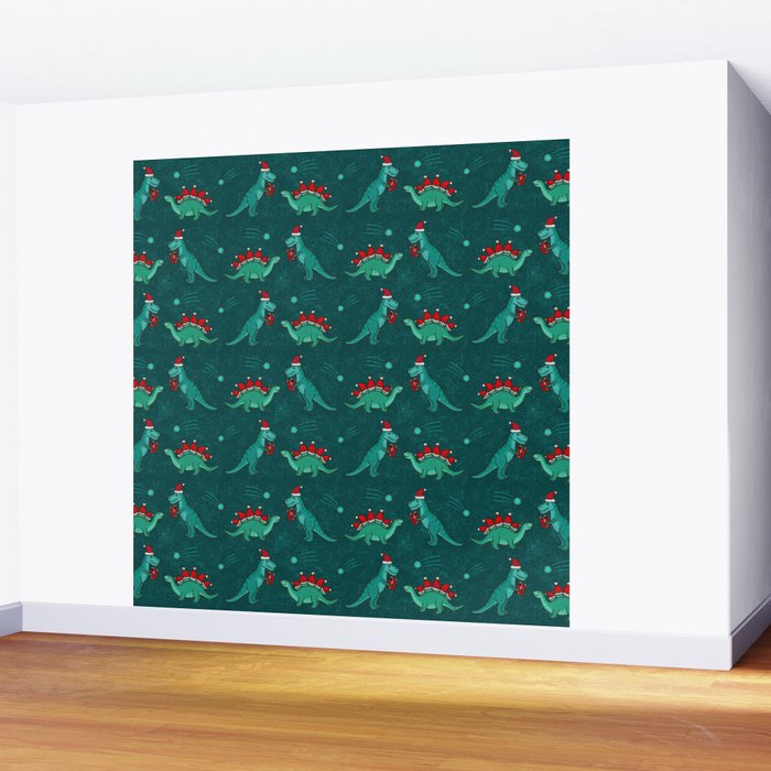 Cute Christmas Dinosaurs Dinos Dinosaur Wall Mural Gallery Image 2