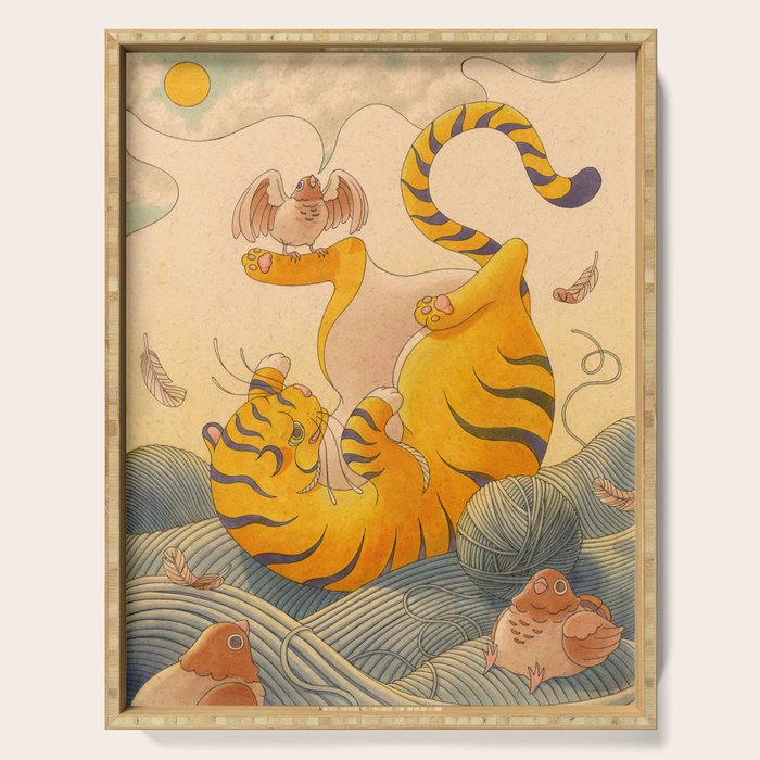 Perching Pigeon, Tumbling Tiger Serving Tray Gallery Image 1