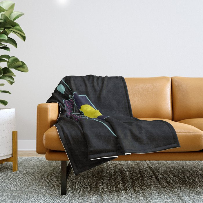 Outrun to the Sun / Spacewave / 80s Retro Throw Blanket Gallery Image 1