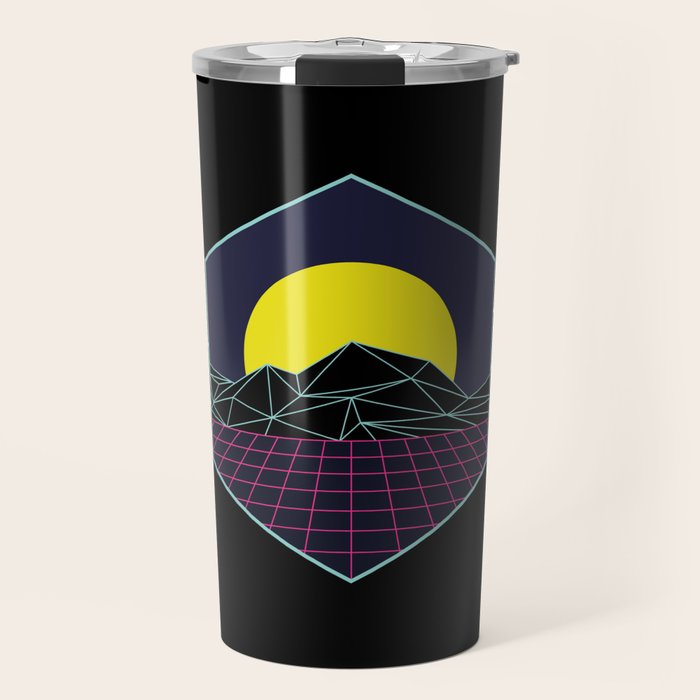 Outrun to the Sun / Spacewave / 80s Retro Travel Mug Gallery Image 1