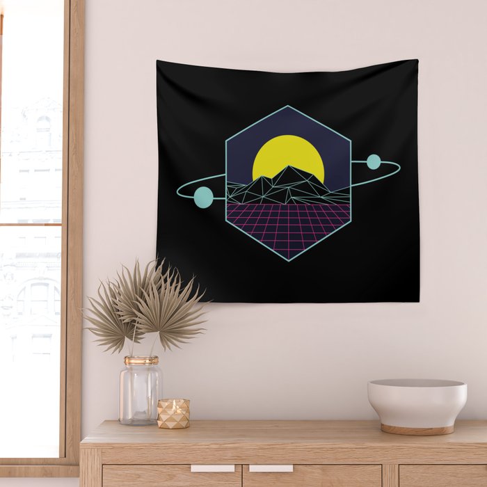 Outrun to the Sun / Spacewave / 80s Retro Wall Tapestry Gallery Image 2