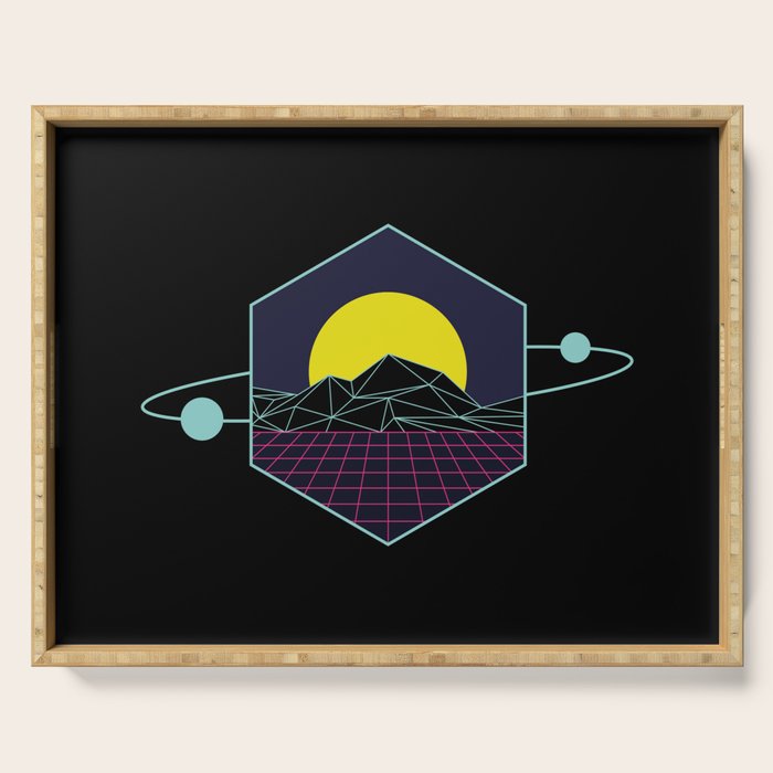 Outrun to the Sun / Spacewave / 80s Retro Serving Tray Gallery Image 1
