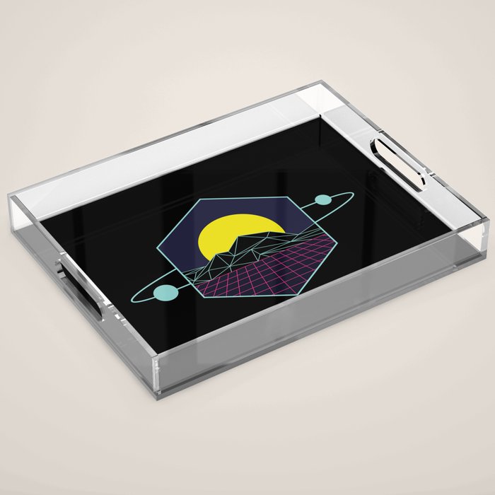 Outrun to the Sun / Spacewave / 80s Retro Acrylic Tray Gallery Image 1