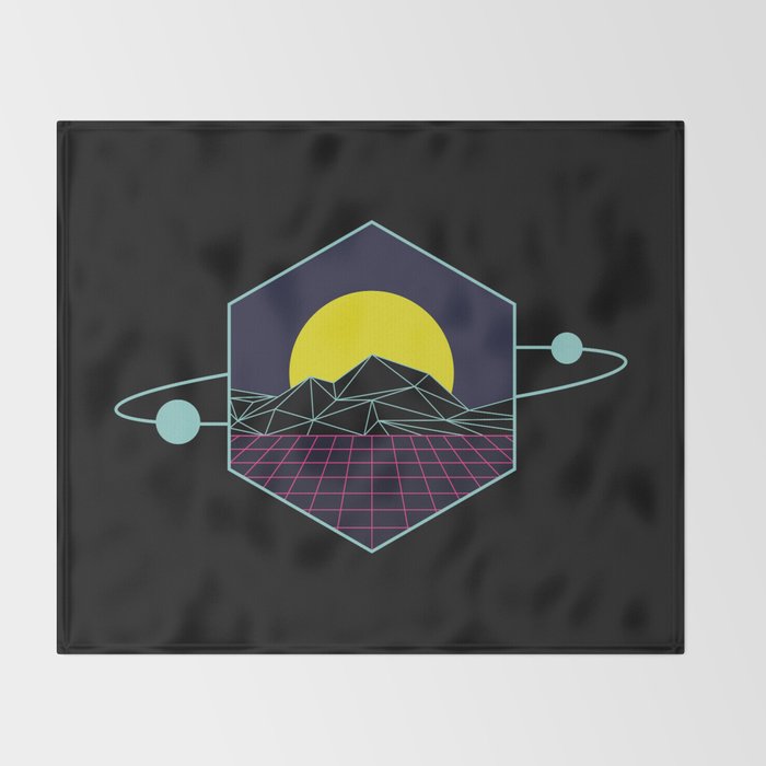 Outrun to the Sun / Spacewave / 80s Retro Throw Blanket Gallery Image 2