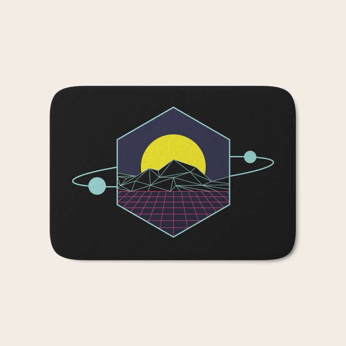 Outrun to the Sun / Spacewave / 80s Retro Bath Mat Gallery Image 1