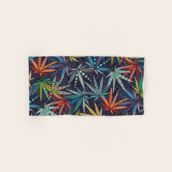 boho weed midnight Bath Towel Gallery Image 1