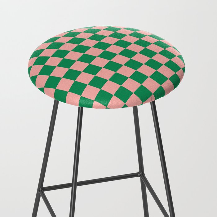 Checkerboard Mini Check Checkered Pattern Green and Pink Stool Gallery Image 2