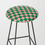 Checkerboard Mini Check Checkered Pattern Green and Pink Stool Gallery Image 2
