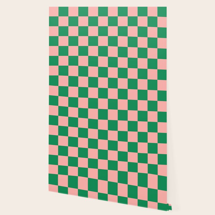 Checkerboard Mini Check Checkered Pattern Green and Pink Wallpaper Gallery Image 2
