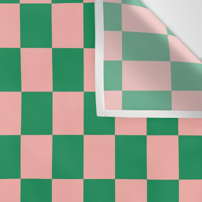 Checkerboard Mini Check Checkered Pattern Green and Pink Wall Tapestry Gallery Image 3