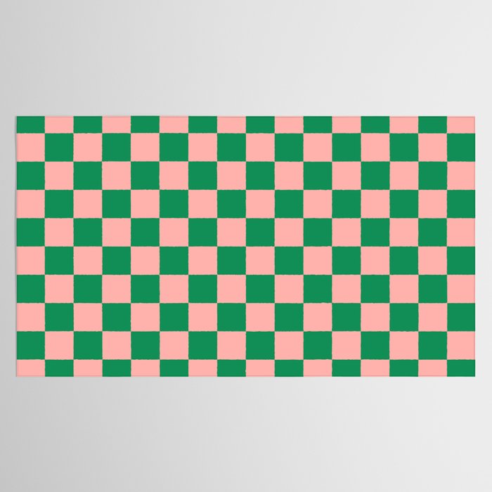 Checkerboard Mini Check Checkered Pattern Green and Pink Tablecloth Gallery Image 2