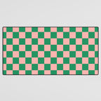 Checkerboard Mini Check Checkered Pattern Green and Pink Desk Mat Gallery Image 3