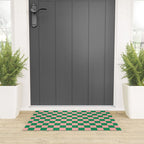 Checkerboard Mini Check Checkered Pattern Green and Pink Welcome Mat Gallery Image 3
