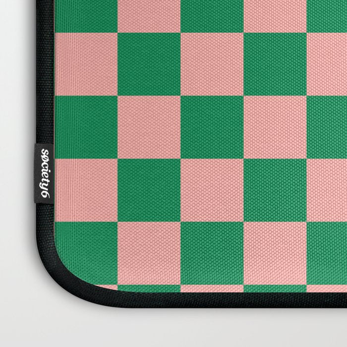 Checkerboard Mini Check Checkered Pattern Green and Pink Laptop Sleeve Gallery Image 3