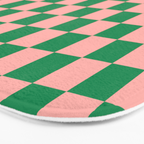 Checkerboard Mini Check Checkered Pattern Green and Pink Bath Mat Gallery Image 3