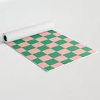 Checkerboard Mini Check Checkered Pattern Green and Pink Yoga Mat Gallery Image 2