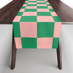 Checkerboard Mini Check Checkered Pattern Green and Pink Table Runner Gallery Image 1