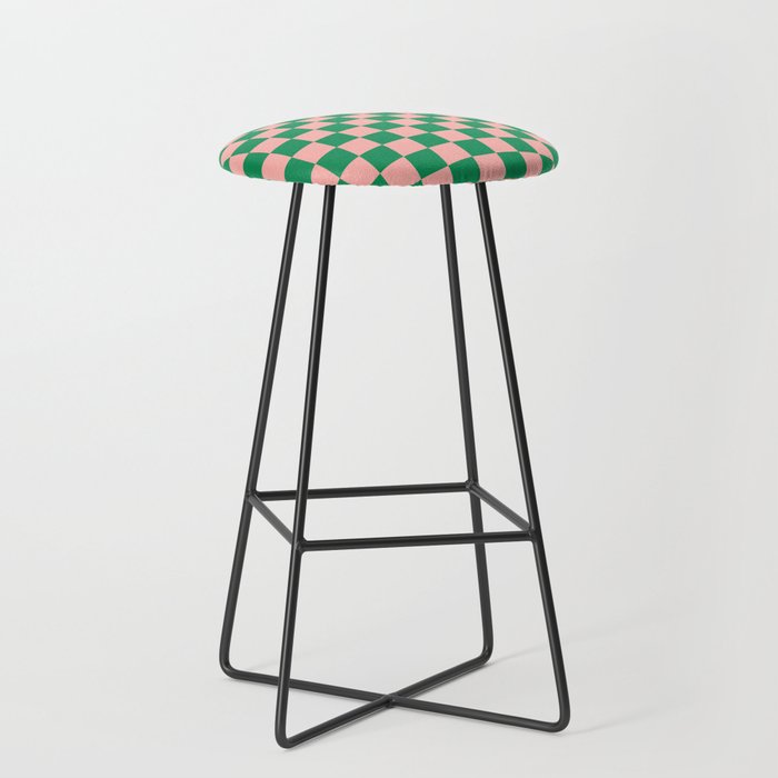 Checkerboard Mini Check Checkered Pattern Green and Pink Stool Gallery Image 1