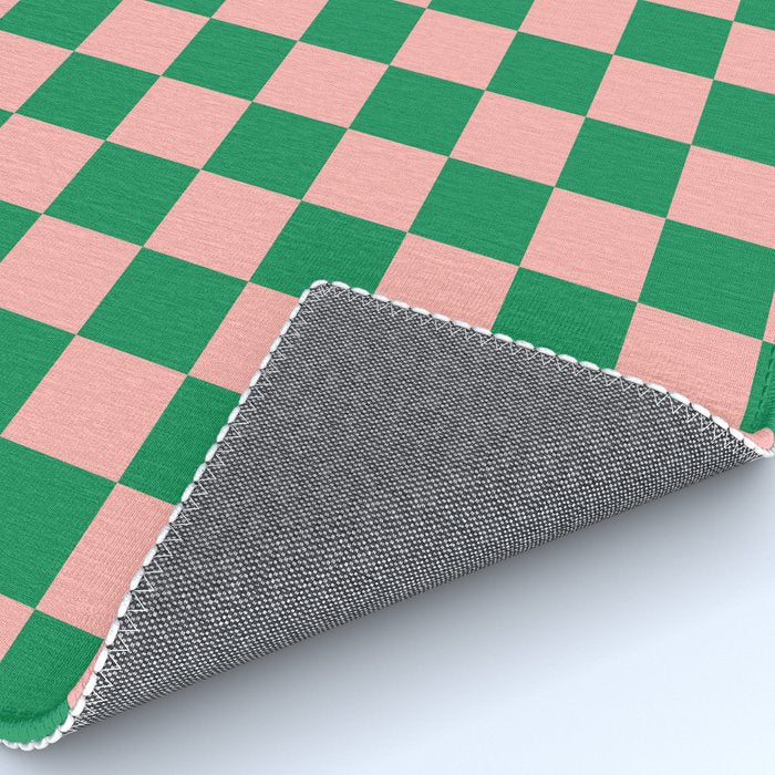 Checkerboard Mini Check Checkered Pattern Green and Pink Rug Gallery Image 4