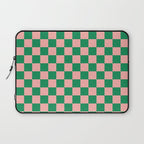 Checkerboard Mini Check Checkered Pattern Green and Pink Laptop Sleeve Gallery Image 1
