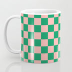 Checkerboard Mini Check Checkered Pattern Green and Pink Coffee Mug Gallery Image 3