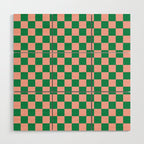 Checkerboard Mini Check Checkered Pattern Green and Pink Wood Wall Art Gallery Image 1