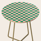 Checkerboard Mini Check Checkered Pattern Green and Pink Side Table Gallery Image 2