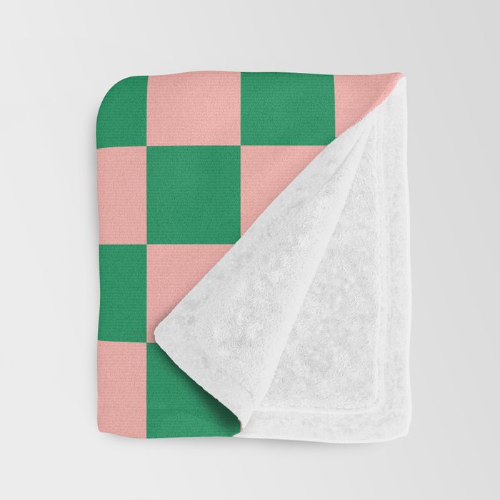 Checkerboard Mini Check Checkered Pattern Green and Pink Throw Blanket Gallery Image 3