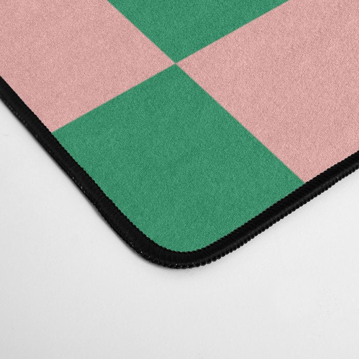 Checkerboard Mini Check Checkered Pattern Green and Pink Desk Mat Gallery Image 4