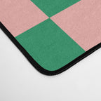 Checkerboard Mini Check Checkered Pattern Green and Pink Desk Mat Gallery Image 4