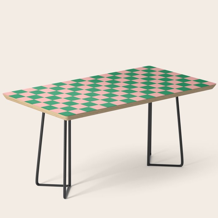 Checkerboard Mini Check Checkered Pattern Green and Pink Coffee Table Gallery Image 1