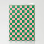 Checkerboard Mini Check Checkered Pattern Green and Pink Stationery Card Gallery Image 2